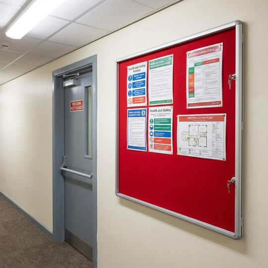 Fire Resistant Tamperproof Noticeboard - Red Felt 1200 x 1200mm