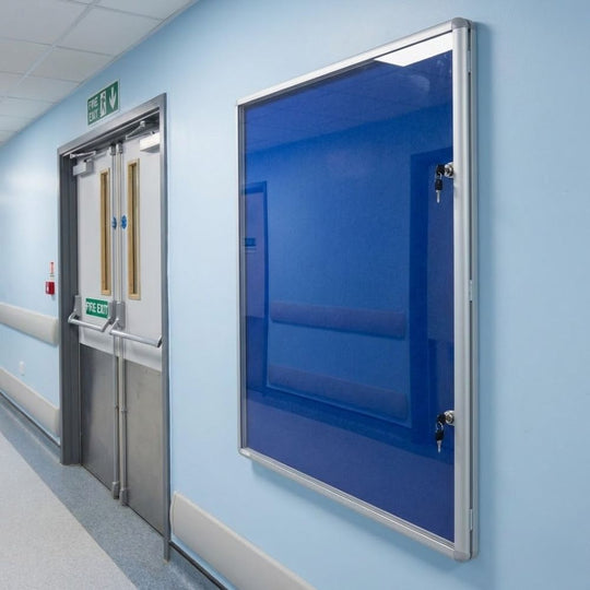 Fire Resistant Tamperproof Noticeboard - Blue Felt 1200 x 900mm