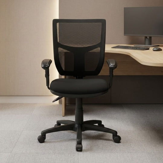 2-Lever Mesh Task Chair with Adjustable Arms (EN 1335 Certified)
