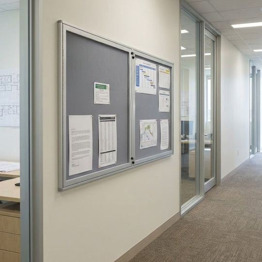 Fire Resistant Tamperproof Noticeboard - Grey Felt 2400 x 1200mm