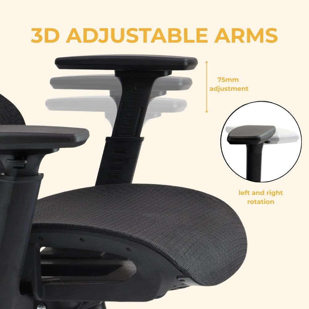 Ergonomic chair with integrated headrest and vertical adjustment mechanism. Mesh back and cushioned seat provide full-body support for office, classroom, or executive seating.