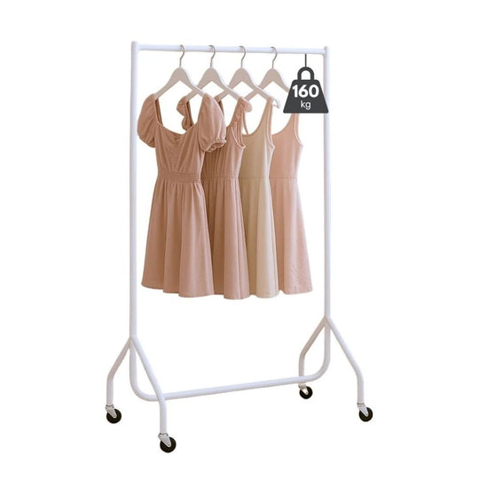 3ft White Heavy Duty Clothes Rail (160kg Capacity) | Compact Steel Rack