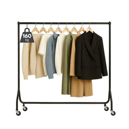 4ft Black Heavy Duty Clothes Rail (160kg Capacity) | Standard Steel Rack