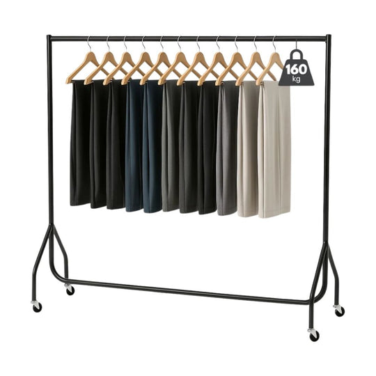 6ft Black Heavy Duty Clothes Rail (160kg Capacity) | Maximum Volume Rack