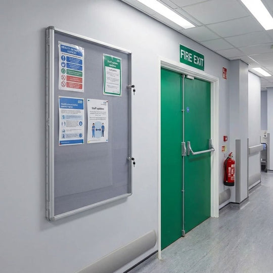 Fire Resistant Tamperproof Noticeboard - Grey Felt 1200 x 900mm