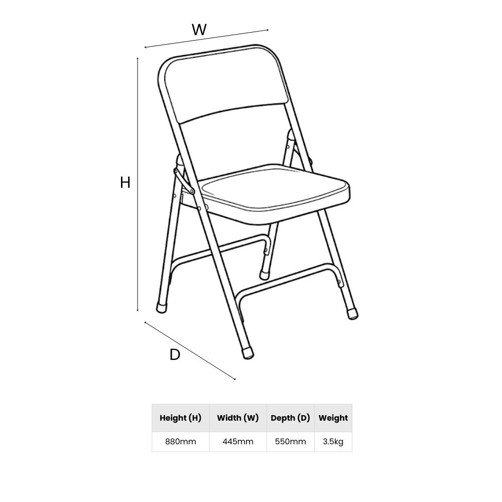 Blue Straight Back Folding School Assembly Chair - Grey Steel Frame