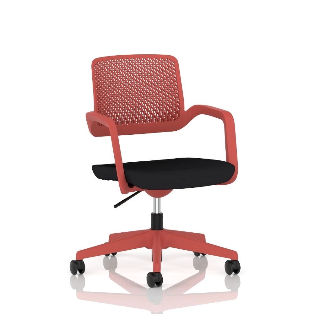 Modern Mid-Back Mesh Desk Chair - Red - GRS Certified Recycled Materials
