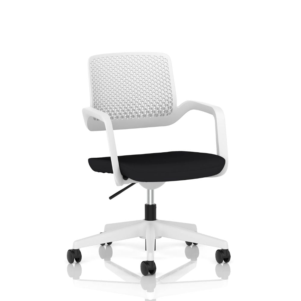 White Modern Mid-Back Mesh Task Operator Chair - GRS Certified