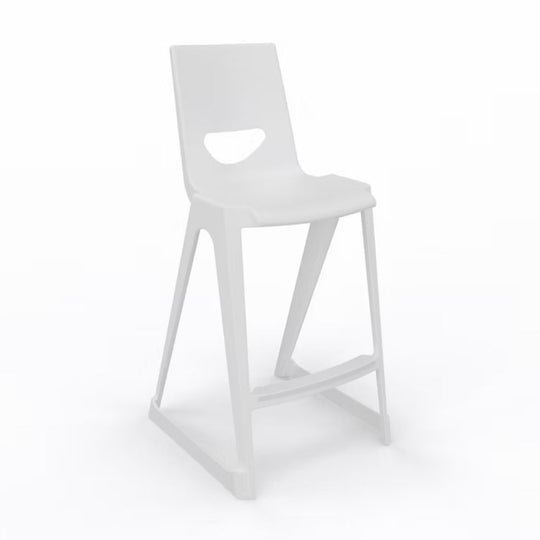 White One-Piece Polypropylene Anti-Tilt High Back Stool - 685mm Seat Height