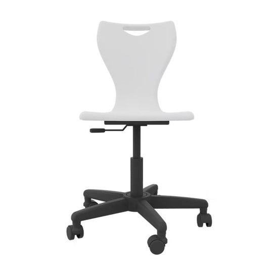 White Classic Polypropylene Swivel Computer Chair on 5 Castors