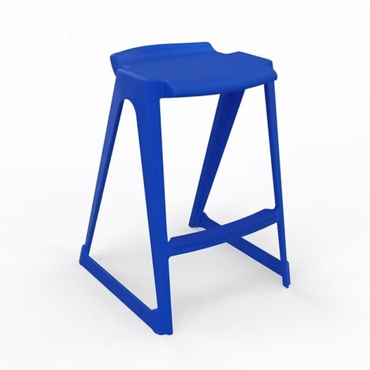 Blue One-Piece Polypropylene Anti-Tilt Low Back Stool - 610mm