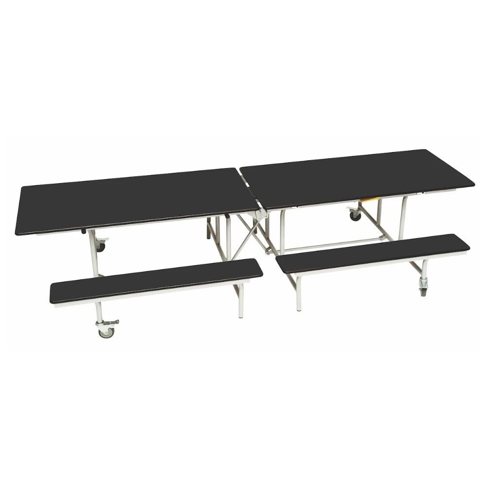 Black 3-in-1 canteen dining bench unit with water-resistant MDF top and foldable frame