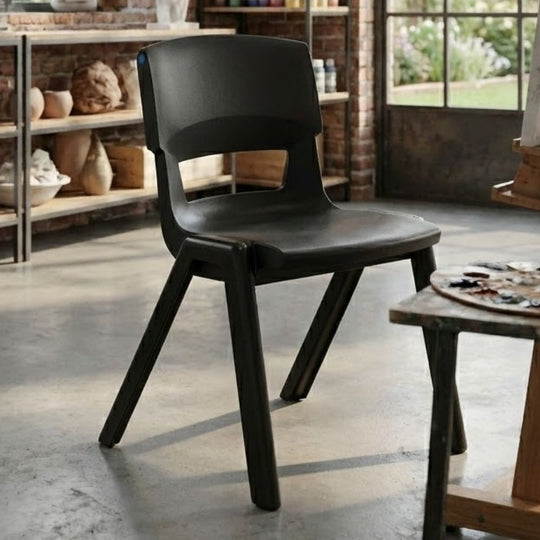 Black Postura+ Ergonomic One-Piece Classroom Chair - 14+ Years