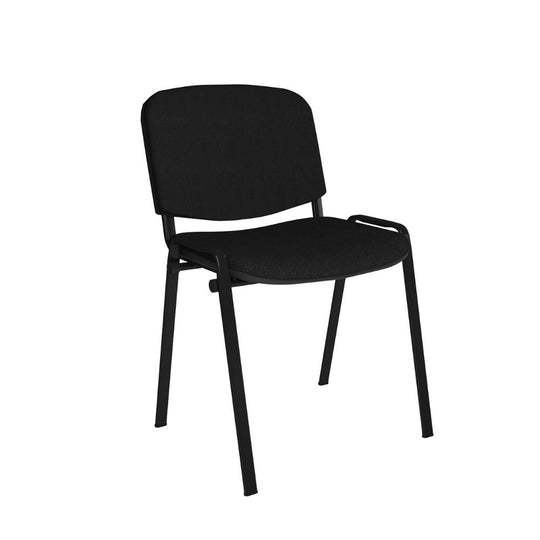 Black Frame Stacking Conference Chair with Black Fabric Seat
