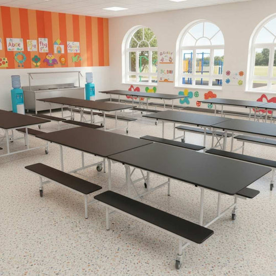 Black Rectangular Foldable Mobile Canteen Bench - 5-11 Years