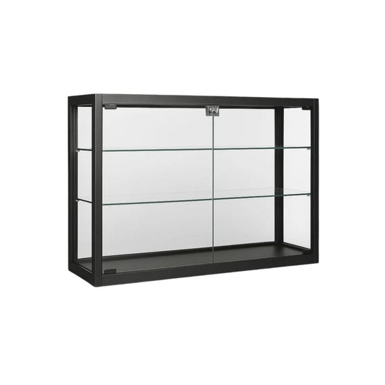 Black Wall Mounted Glass Display Cabinet 1000mm (6 LED Lights)
