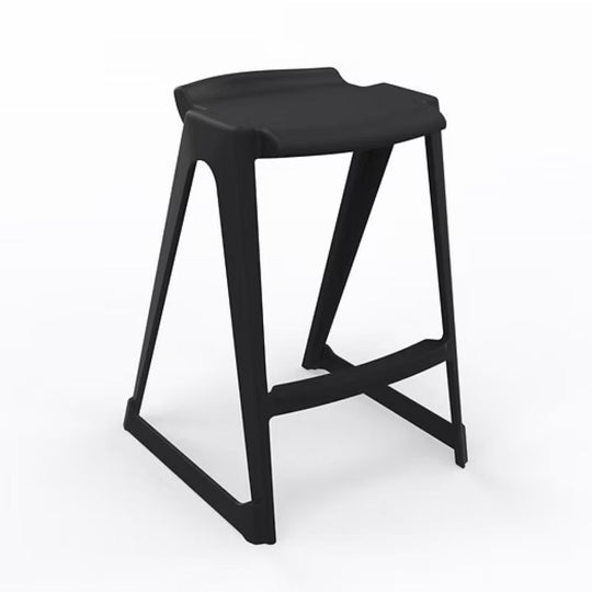 Black One-Piece Polypropylene Anti-Tilt Low Back Stool - 685mm