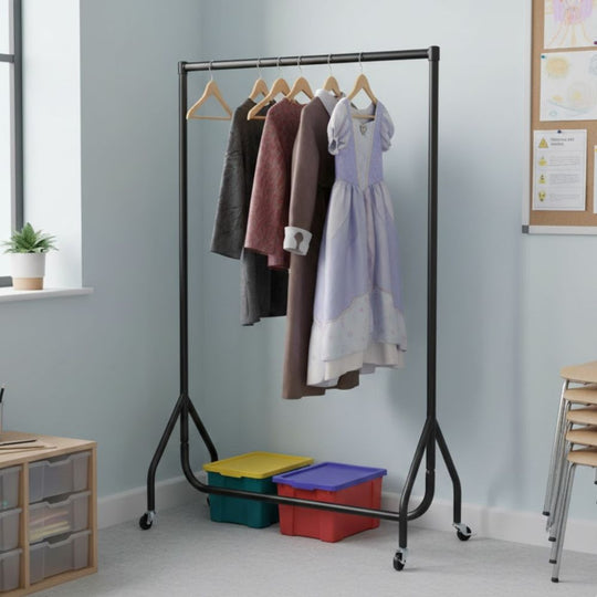 3ft Black Heavy Duty Clothes Rail (160kg Capacity) | Compact Steel Rack