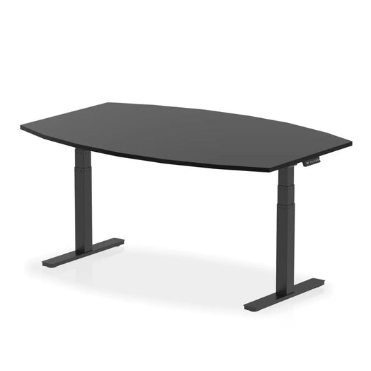 6-Person Black High Gloss Writable Electronic Adjustable Boardroom Table