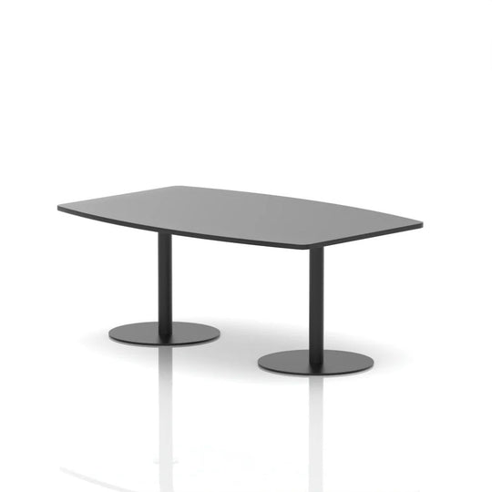 6-Person Black High Gloss Writable Boardroom Table on 725mm High Legs