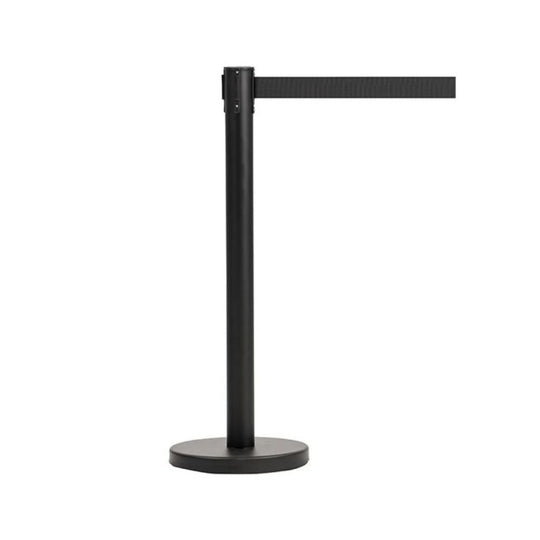 Q-Line Pro Black Retractable Barrier 3.4m Black Belt (BQLB1) | 10kg Base