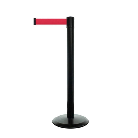 Tensabarrier Advance Black Barrier Post 2.3m Red Belt (BQT129) | Safety Brake