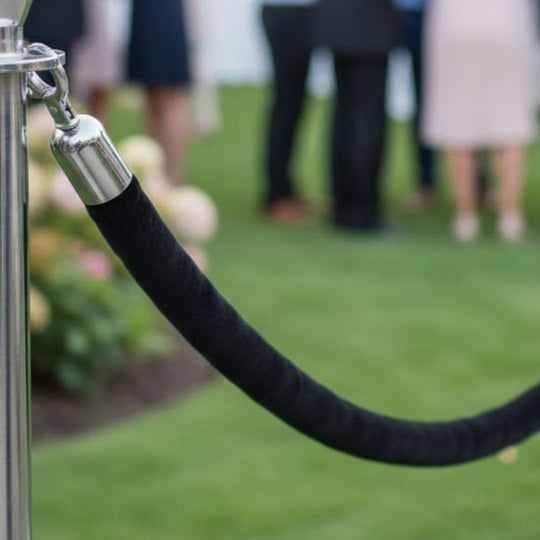 1.8m Velour Barrier Rope - Black with Chrome Clip Ends