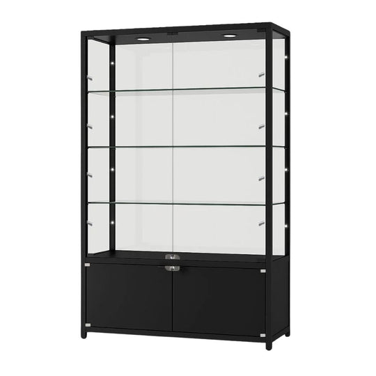 Black Aluminium Fire Rated Trophy Cabinet - 1800 x 1200mm | BS 5852 Certified