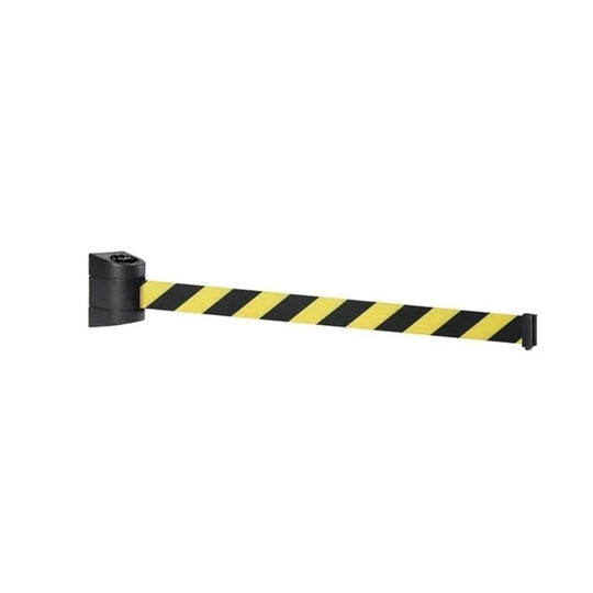Q-Line Black Wall Mounted Retractable Barrier 4.6m Yellow/Black Belt (BQLW103) | 3 Year Warranty