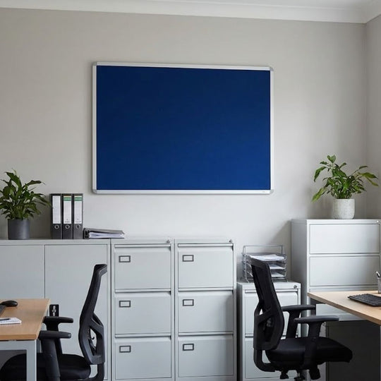 Dark Blue Felt Noticeboard with Aluminium Frame - 1200mm x 900mm | Office Standard