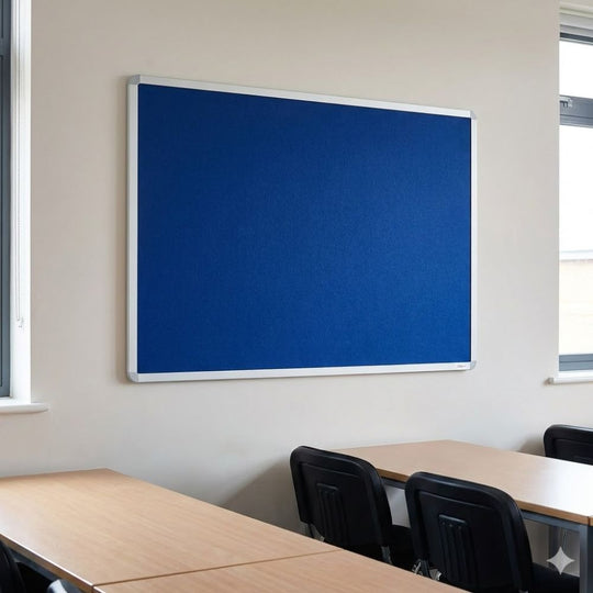 Fire Resistant Noticeboard - Blue Felt Aluminium Frame 900 x 600mm