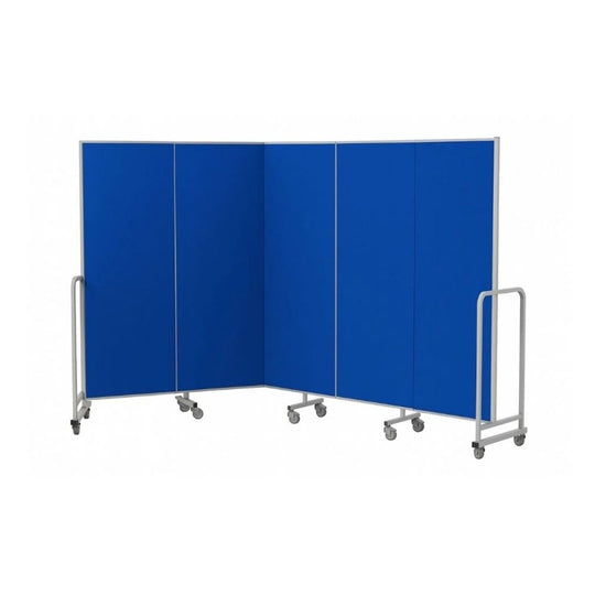 Acoustic Mobile Partition - 5 Panel Blue Sound Absorbing 3000 x 1940mm