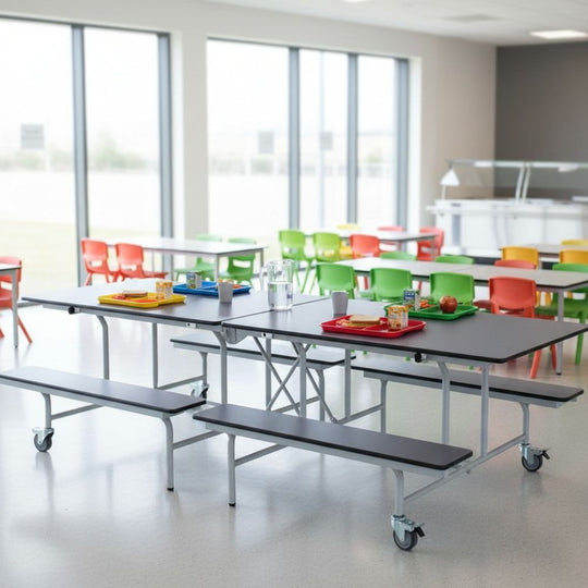 Blue Grey Rectangular Foldable Mobile Canteen Bench - 5-11 Years