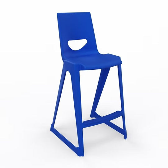 Blue One-Piece Polypropylene Anti-Tilt High Back Stools - 610mm Seat Height