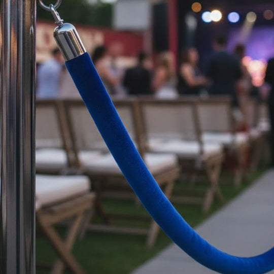 1.8m Velour Barrier Rope - Dark Blue with Chrome Clip Ends