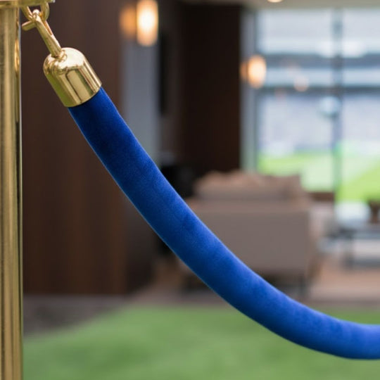 1.8m Velour Barrier Rope - Dark Blue with Brass Clip Ends