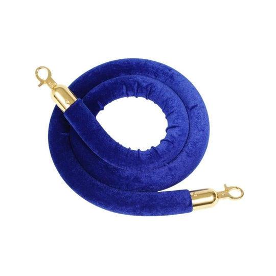 1.8m Velour Barrier Rope - Dark Blue with Brass Clip Ends