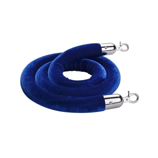 1.8m Velour Barrier Rope - Dark Blue with Chrome Clip Ends