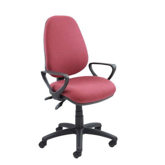 Burgundy Red Fabric Operators Chair with Fixed Arms