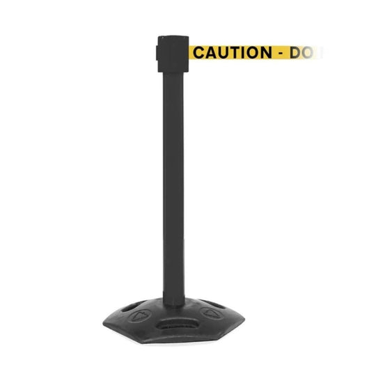 Black Heavy Duty Outdoor Retractable Barrier (3.4m Caution Belt) | Restricted Access