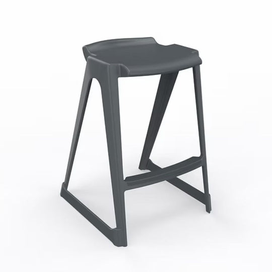 Dark Grey One-Piece Polypropylene Anti-Tilt Low Back Stool - 685mm