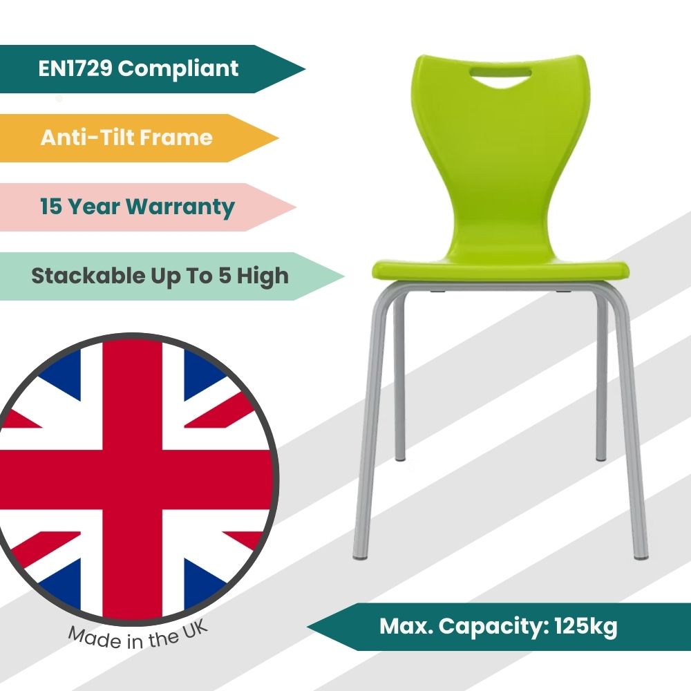 Lime Green Anti-Tilt School Chair - Size 4 - 8-11 Years - Grey Legs