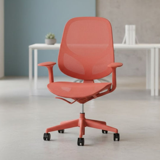 Coral Pink All-Mesh Ergonomic Task Swivel Chair - 150kg Capacity