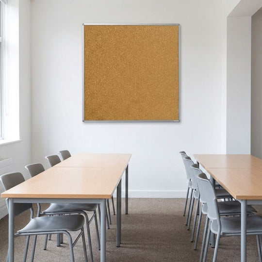 Cork Noticeboard with Aluminium Frame - 1200mm x 1200mm | Square Format