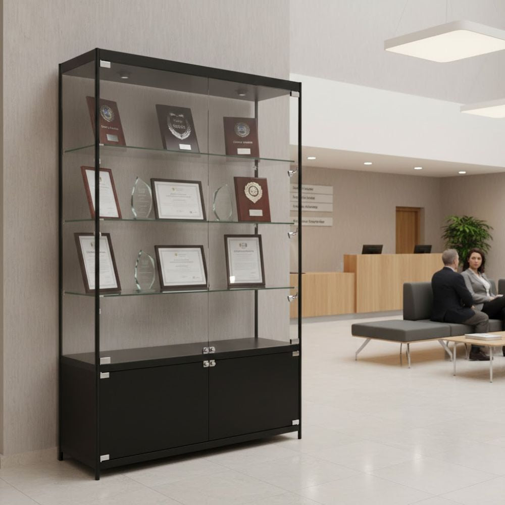 large-glass-awards-display-cabinet-presenting-certificates-and-plaques-in-a-modern-corporate-lobby-with-seating-area