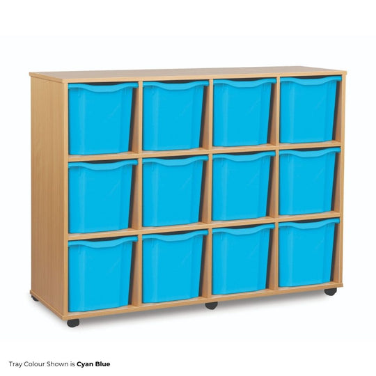 Mobile Beech Storage Unit with 12 Quad Trays