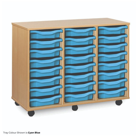 Mobile Maple Storage Unit with 24 Shallow Trays