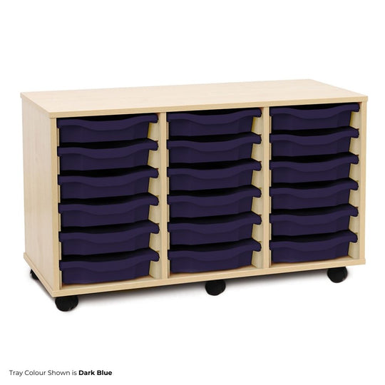 Mobile Maple Storage Unit with 18 Shallow Trays