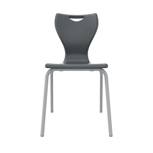 Dark Grey Classic Polypropylene Anti-Tilt School Chair on Grey Legs - 8-11 Years