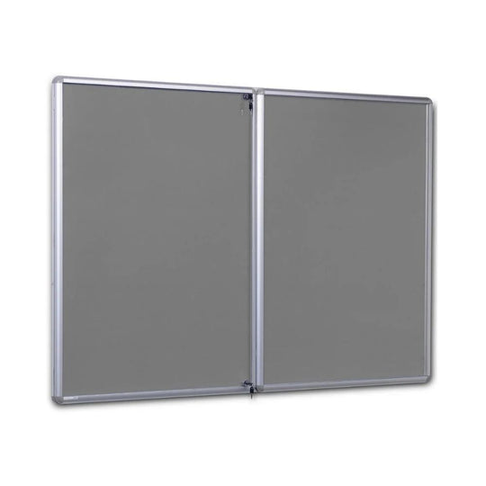 Tamperproof Grey Felt Noticeboard - 2400mm x 1200mm | Twin Door Lockable